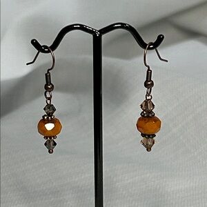 Amber and Bronze Dangle Earrings
